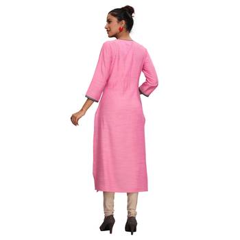 Pink embroidered viscose kurtas-and-kurtis 2
