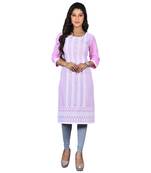 Pink printed cotton kurtas-and-kurtis