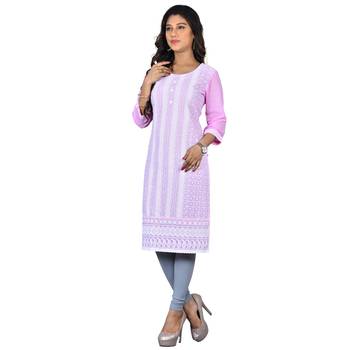 Pink printed cotton kurtas-and-kurtis 2