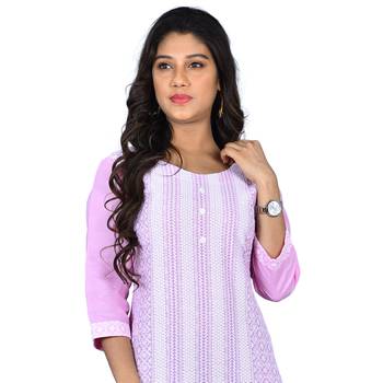 Pink printed cotton kurtas-and-kurtis 3