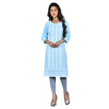 Blue printed cotton kurtas-and-kurtis 2