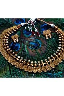 Georgeous  Gold Plated  Whitecolour Necklace Set