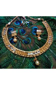 Georgeous  Gold Plated  White  Stones Necklace Set