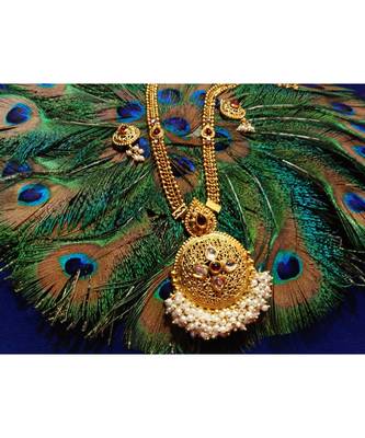 Georgeous  Gold Plated Pink Colour Stones Necklace Set 3