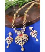 Georgeous High Gold Plated Rubys And Cz Stones Ecklace Set