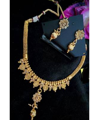 Georgeous Gold Plated White Colour Necklace Set 1