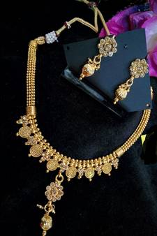 Georgeous Gold Plated White Colour Necklace Set
