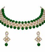 Traditional Gold Plated Pearl & Kundan Choker Necklace Set With Earrings For Women