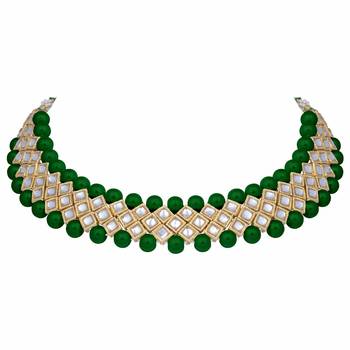 Traditional Gold Plated Pearl & Kundan Choker Necklace Set With Earrings For Women 2