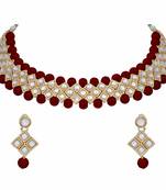Traditional Pearl & Kundan Choker Necklace Set With Earrings For Women