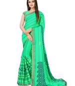 Green Printed Chiffon saree with blouse