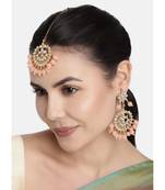 Traditional Gold Plated Pearl & Kundan Maang Tikka With Earring Set