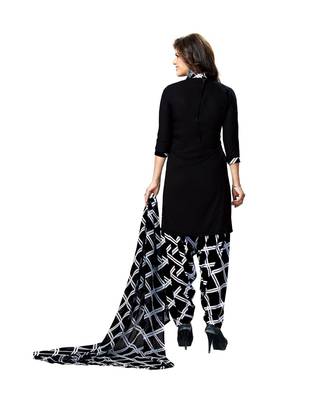 black printed synthetic unstitched salwar with dupatta 3