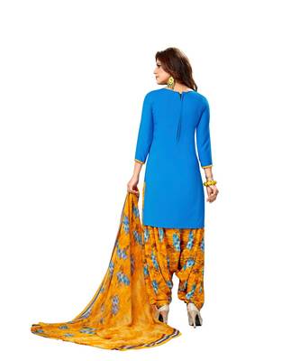 blue printed synthetic unstitched salwar with dupatta 3