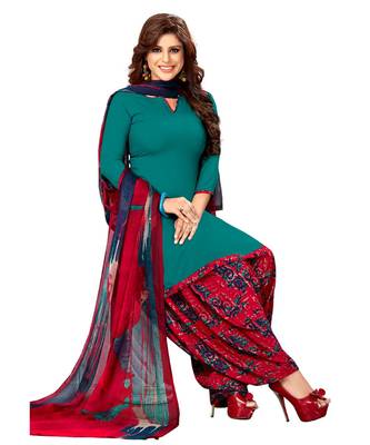 blue printed synthetic unstitched salwar with dupatta 2