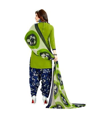 green printed synthetic unstitched salwar with dupatta 3