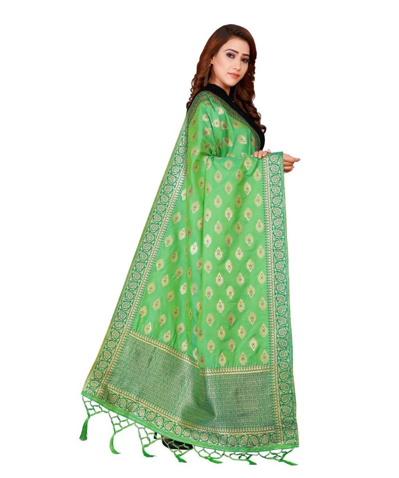 Light Green Color Polyester Silk Women's Dupatta MARUTI 3022799
