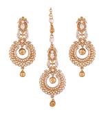 Gold Plated  Earring Set With Maang Tikka  For Women