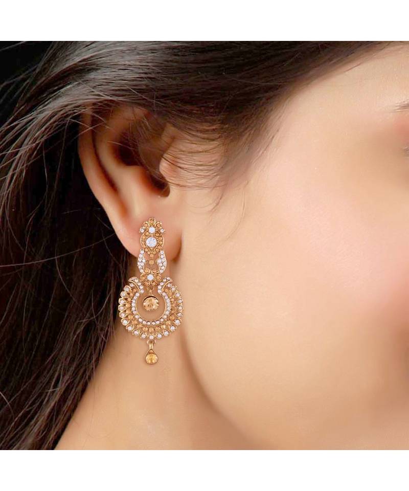 Gold Plated  Earring Set With Maang Tikka  For Women