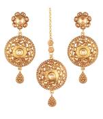 Gold Plated  Earring Set With Maang Tikka  For Women
