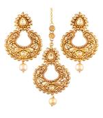 Gold Plated  Earring Set With Maang Tikka  For Women