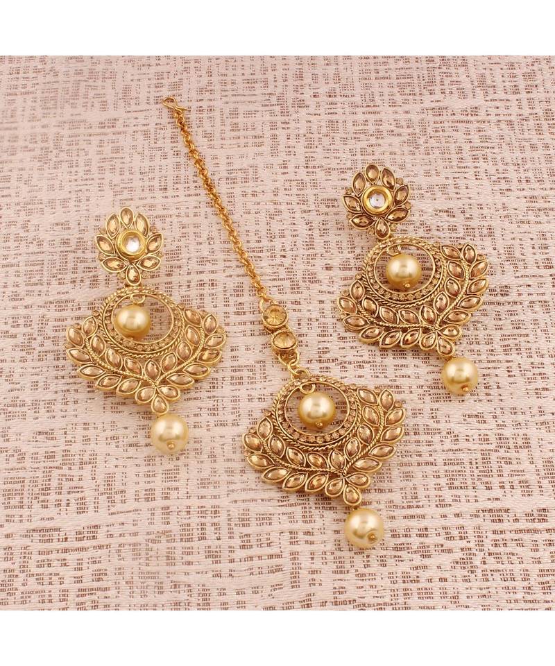 Earring Set With Maang Tikka  For Women
