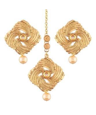 Gold Plated  Earring Set With Maang Tikka  For Women 1