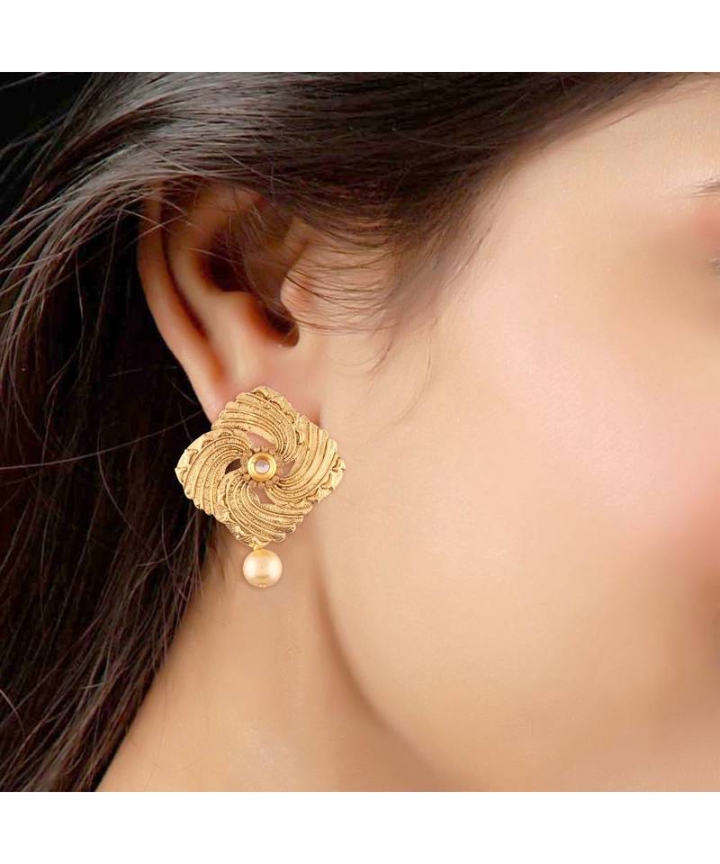 Gold Plated  Earring Set With Maang Tikka  For Women