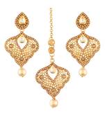 Gold Plated  Earring Set With Maang Tikka  For Women