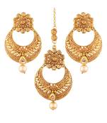 Gold Plated  Earring Set With Maang Tikka  For Women