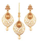 Gold Plated  Earring Set With Maang Tikka  For Women