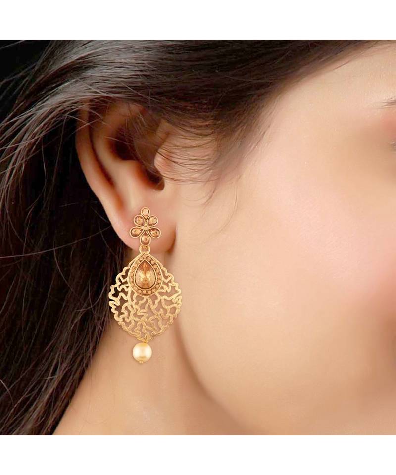 Gold Plated  Earring Set With Maang Tikka  For Women