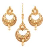 Gold Plated  Earring Set With Maang Tikka  For Women
