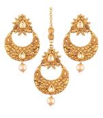 Gold Plated  Earring Set With Maang Tikka  For Women