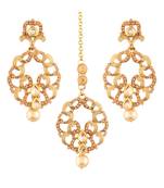 Gold Plated  Earring Set With Maang Tikka  For Women