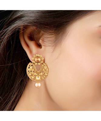 Gold Plated  Earring Set With Maang Tikka  For Women 2
