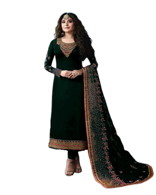 Green embroidered georgette salwar 1
