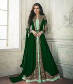 Green Embroidered Georgette Salwar With Dupatta Semi Stitched