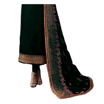 Green embroidered georgette salwar 3