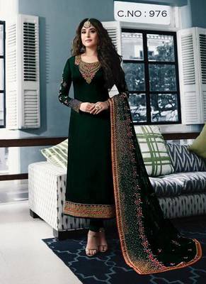Green embroidered georgette salwar 4