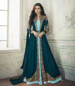 Turquoise Georgette Thread Embroidered Salwar Suit