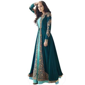 Turquoise Georgette Thread Embroidered Salwar Suit 4