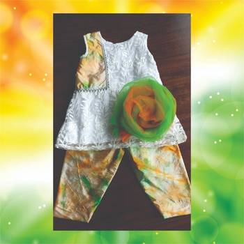 White Embroidered net kurta with patchwork 1