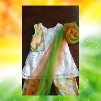 White Embroidered net kurta with patchwork 3