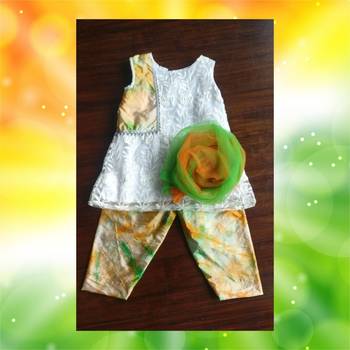 White Embroidered net kurta with patchwork 4