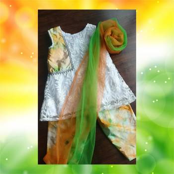 White Embroidered net kurta with patchwork 5