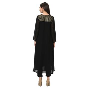 Women's Black Foil Print Flared Georgette Kurta 3