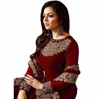 Red embroidered georgette salwar 2