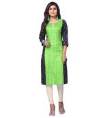 Green printed rayon kurtas-and-kurtis