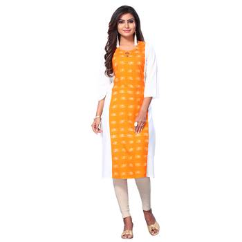 Orange printed rayon kurtas-and-kurtis 1
